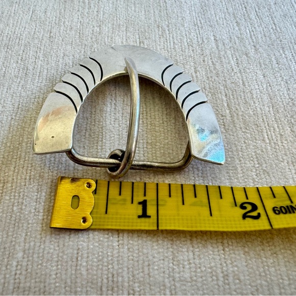 Vintage sterling silver belt buckle and two keepers. 1.25” - Picture 9 of 10